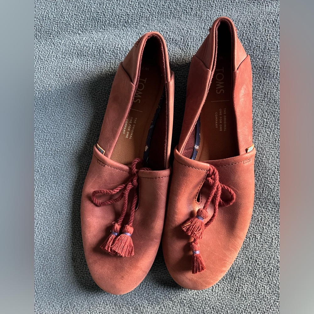 TOMS Women's Red Loafers with Tassels